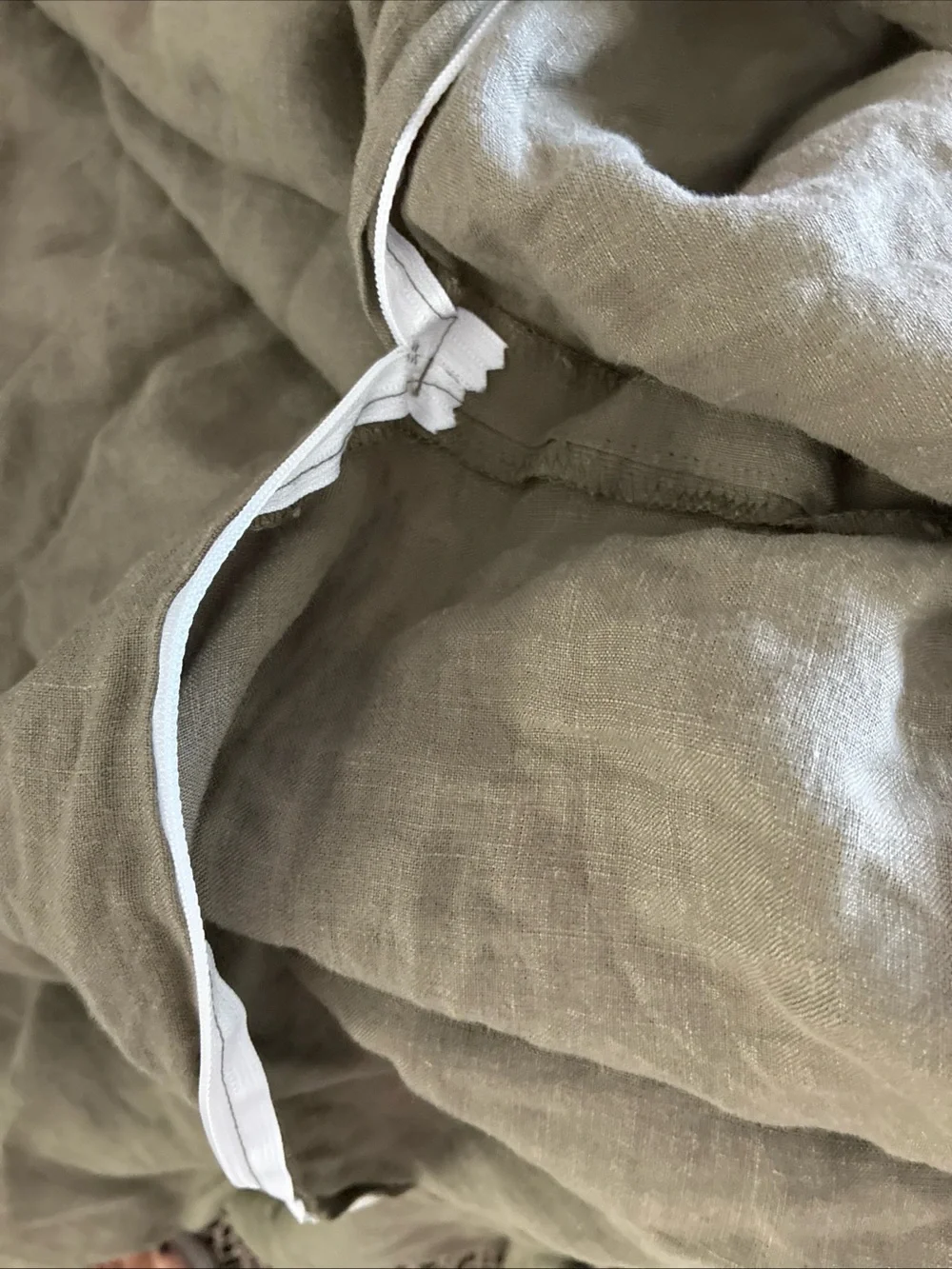 XZ XIFA Olive Green Linen Duvet Cover Full Queen 100% Washed French Flax Linen